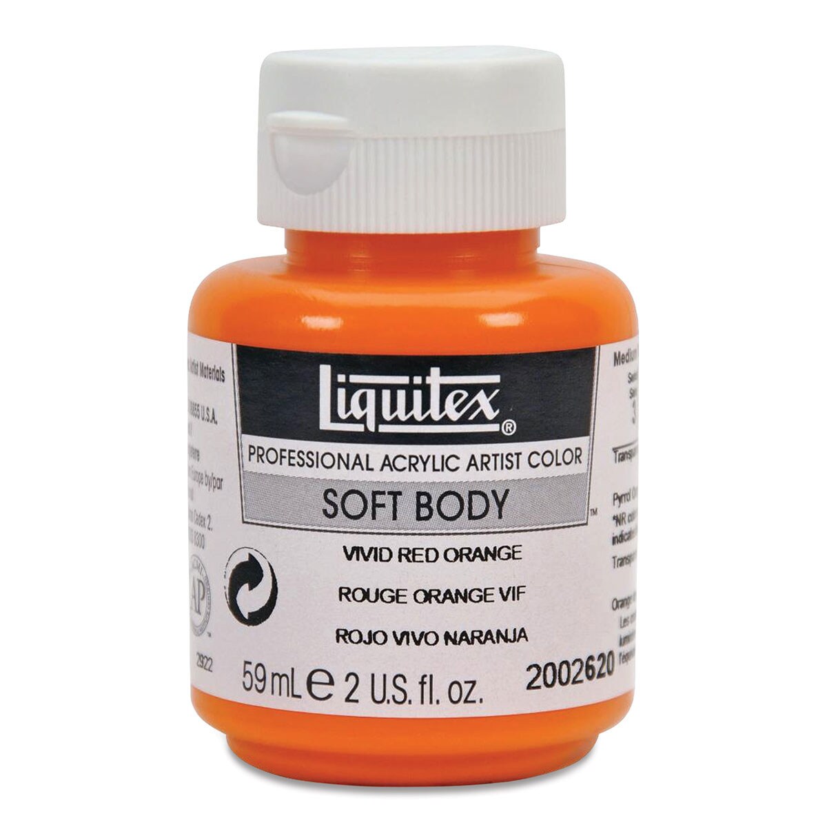 Liquitex Soft Body Artist Acrylics - Vivid Red Orange, 59 ml bottle