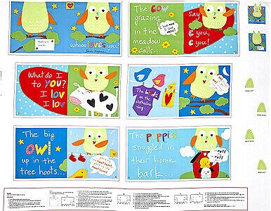Huggable and Loveable Whooo Loves you Soft Book 35.5 in Panel Studio E Quilt