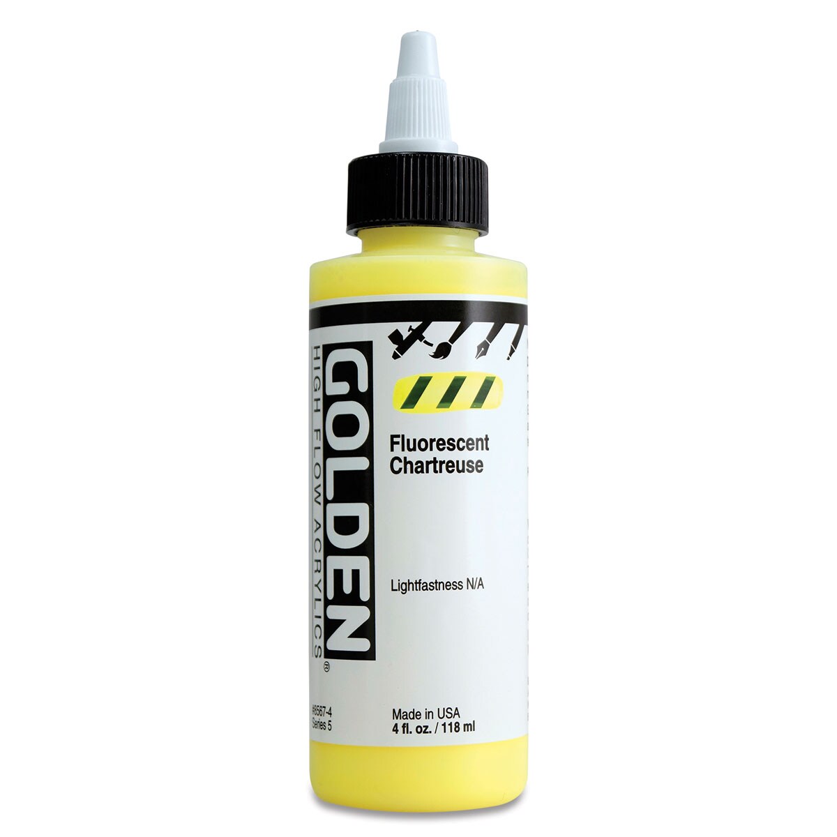 Golden High Flow Acrylics - Fluorescent Chartreuse, 4 oz bottle