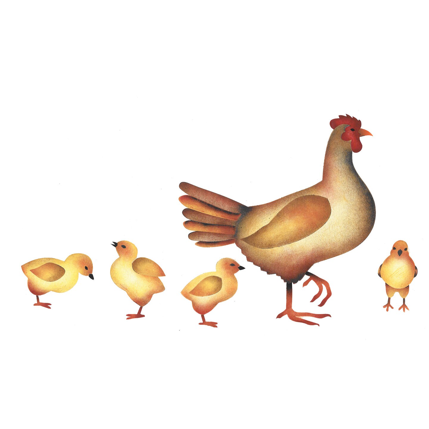 Chicks with Hen Wall Stencil 479 by Designer Stencils Animal
