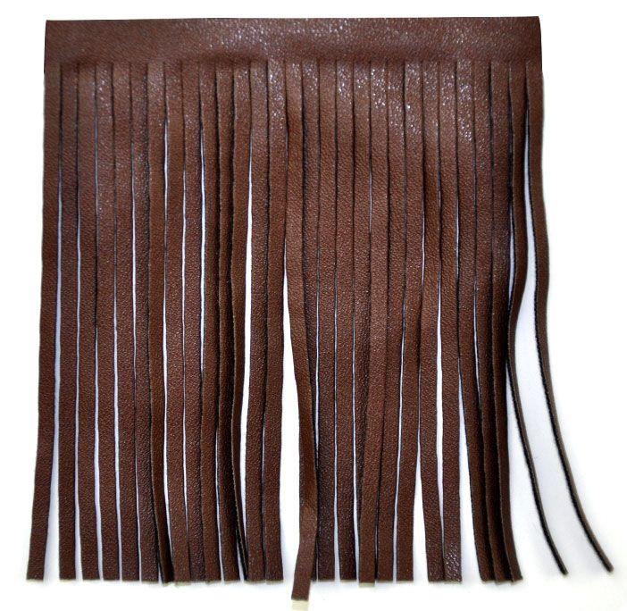 Belagio Faux Leather Fringe Trim, 4" Wide, 25-Yard Bolt, Sable