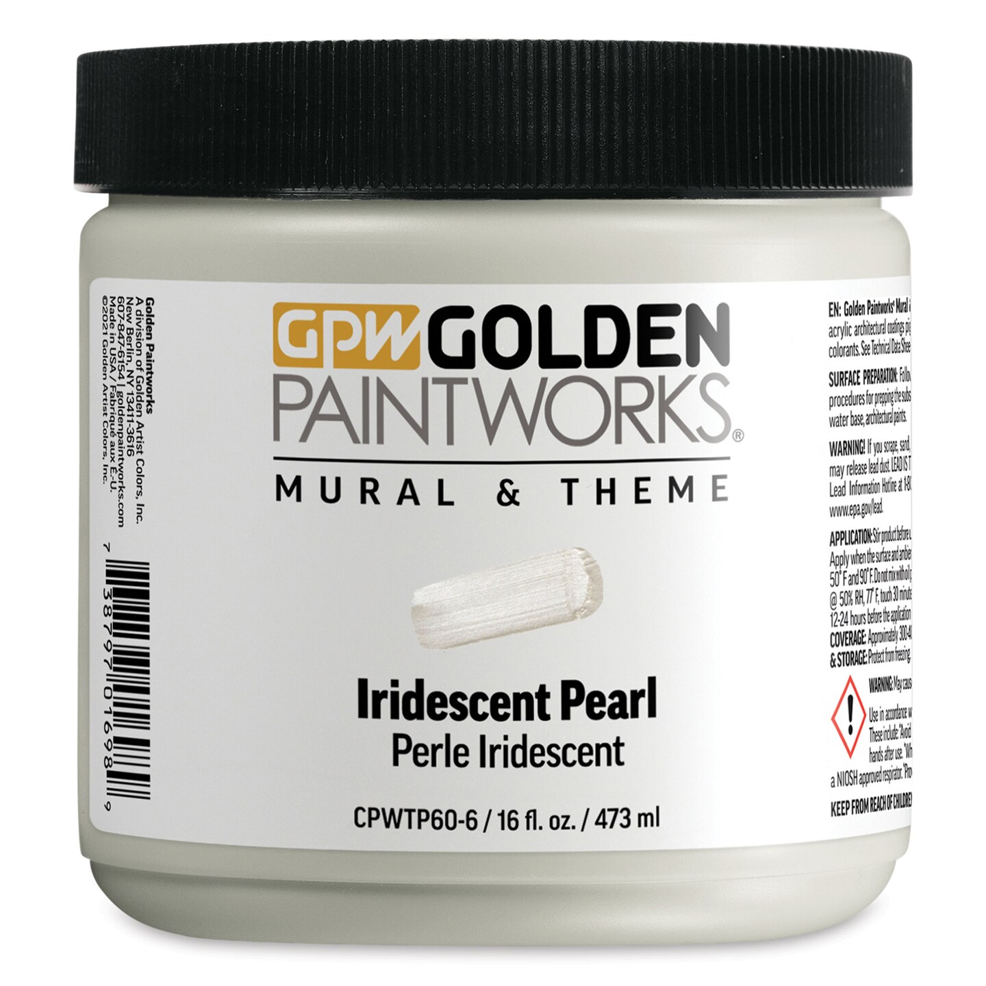 Golden Paintworks Mural and Theme Acrylic Paint - Iridescent Pearl, 16 oz, Jar