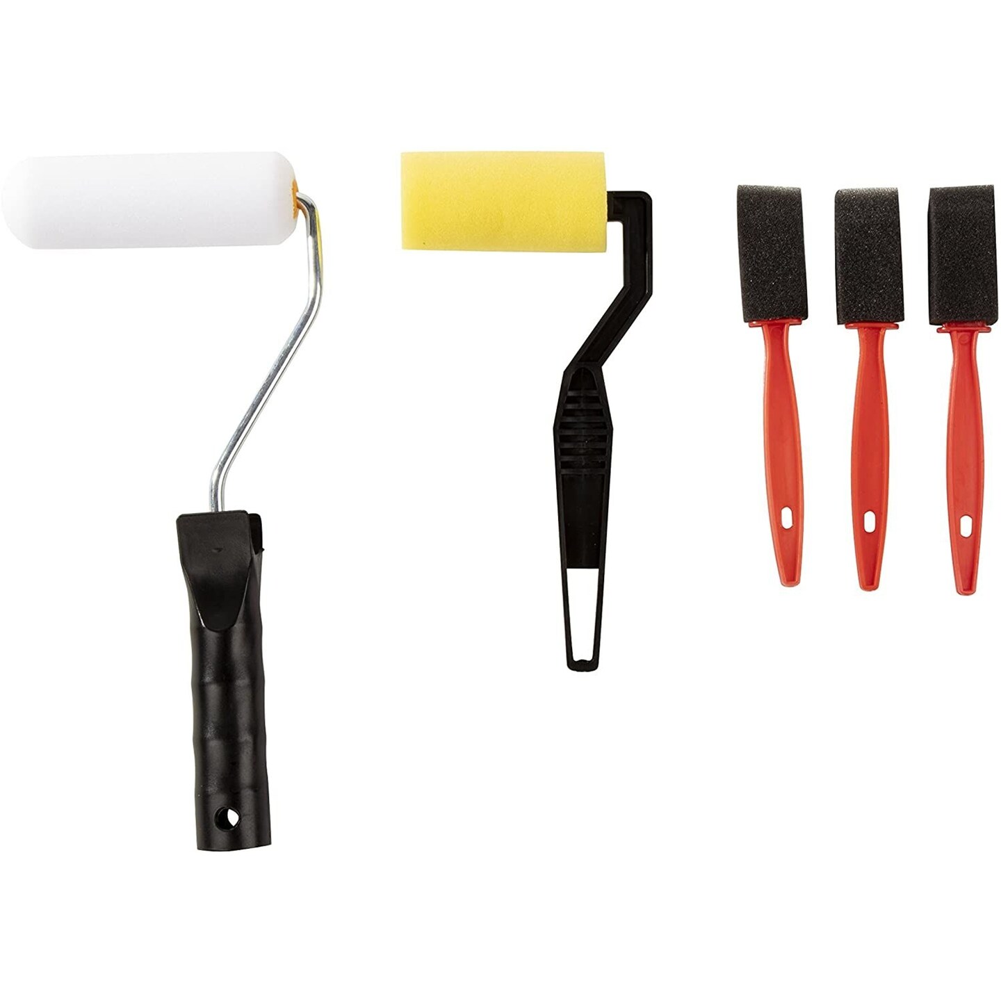 Juvale Foam Paint Brush Set - 5-Piece Sponge Paint Brush and Foam Trim Roller Set for Art, Wall, Paintings with Plastic Handle