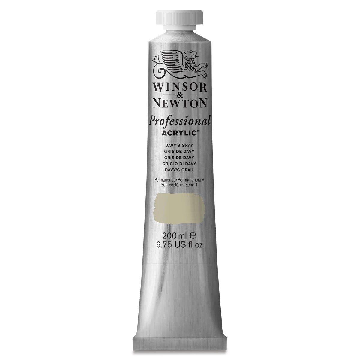 Winsor & Newton Professional Acrylics - Davy's Gray, 200 ml tube