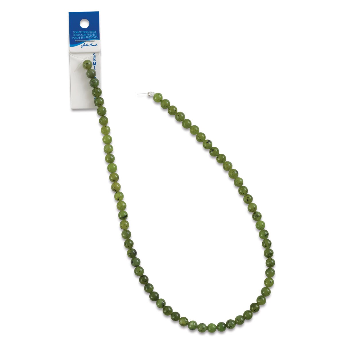 John Bead Earth's Jewels Jade Beads - Canadian Jade, Round, 6 mm, 16" Strand