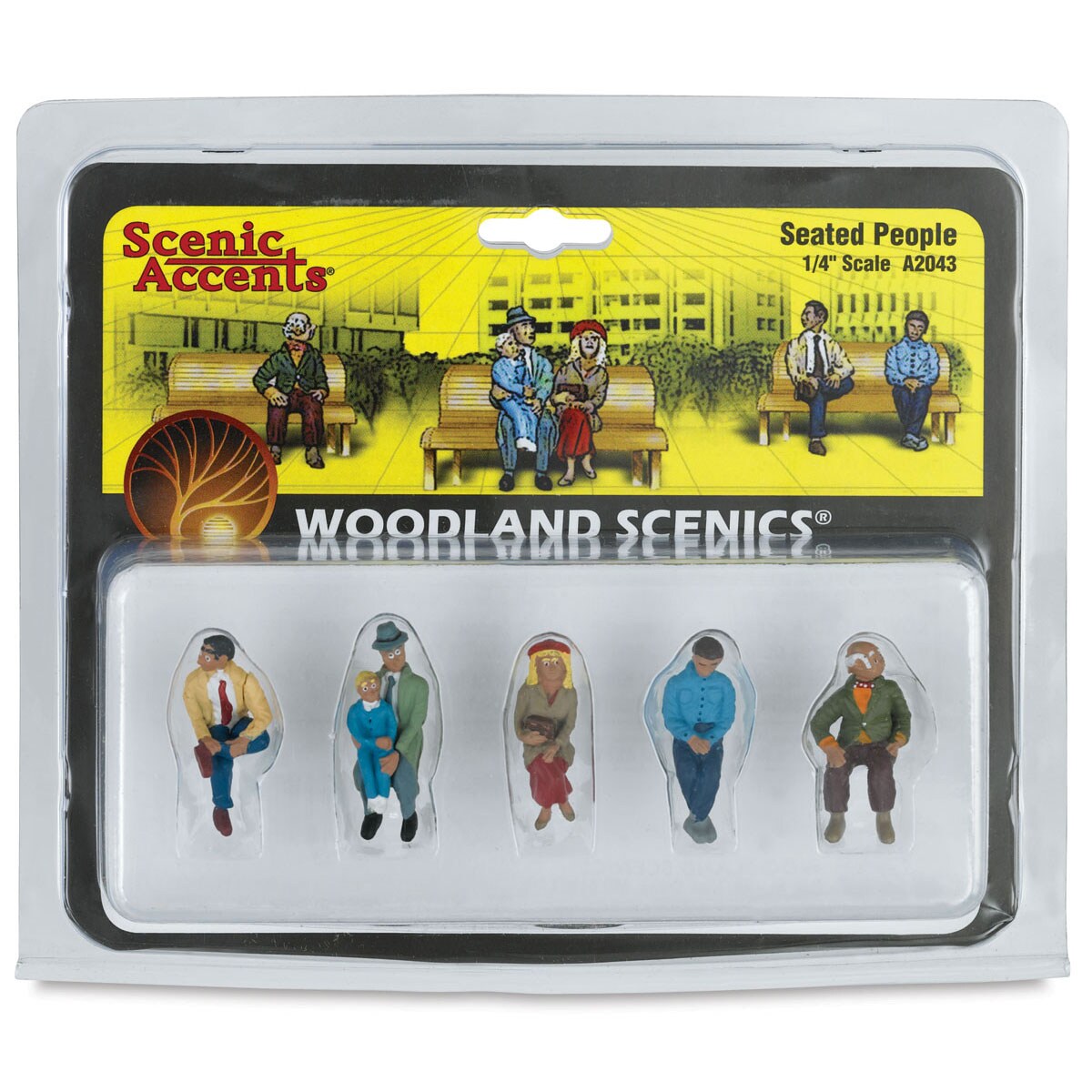 Woodland Scenics Model Scenery - Seated Scale People, Pkg of 5, 1/4&#x22;