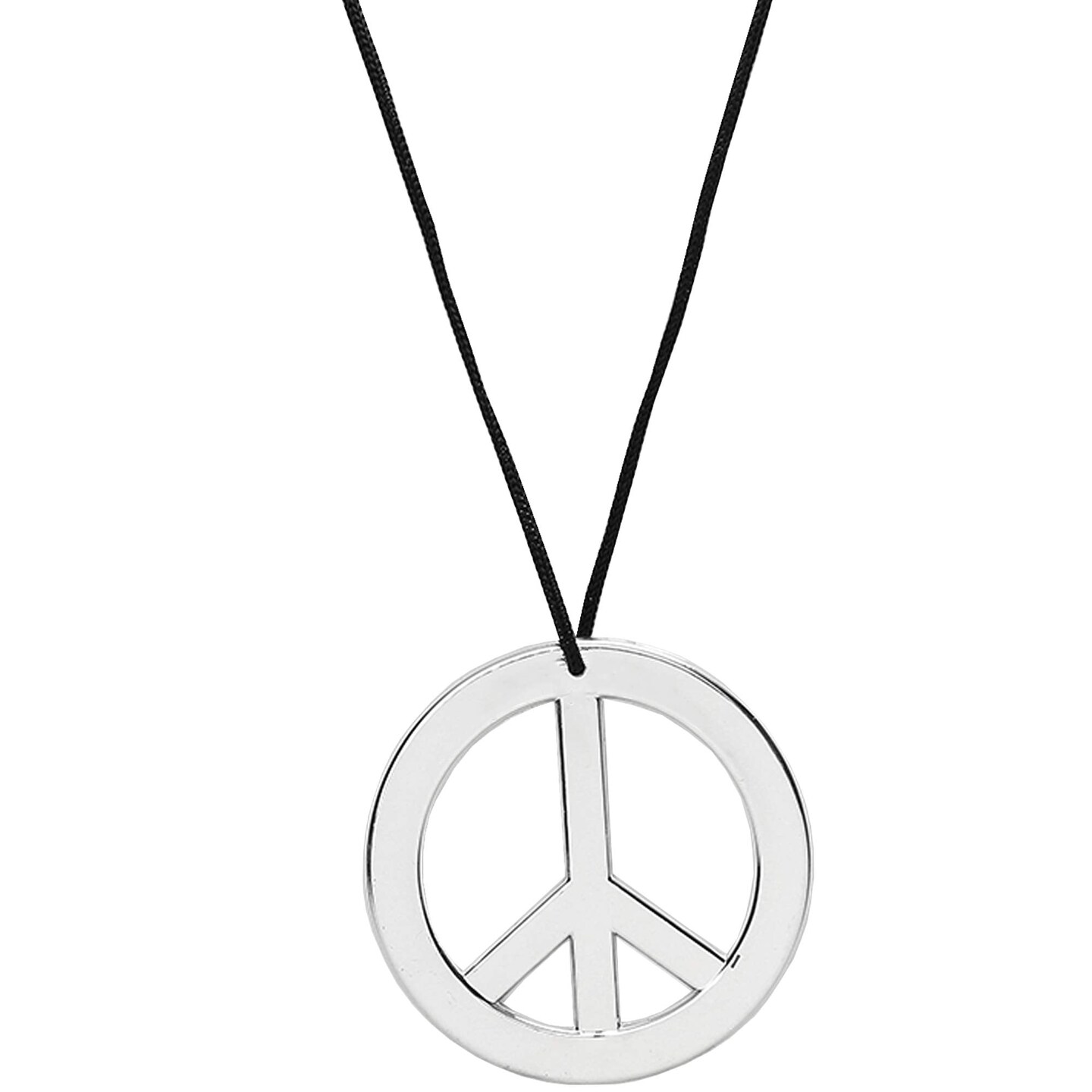 Peace Sign & Smiley Face Layered Necklace 1/10 ct tw Round-cut Sterling  Silver 16.25