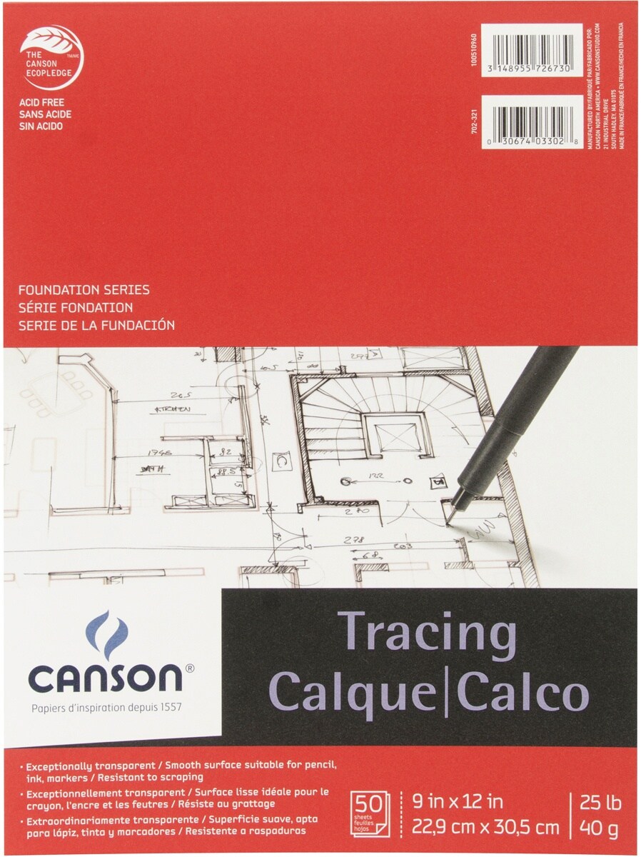 Multipack of 24 Canson Artist Series Tracing Paper Pad 9"X12"50