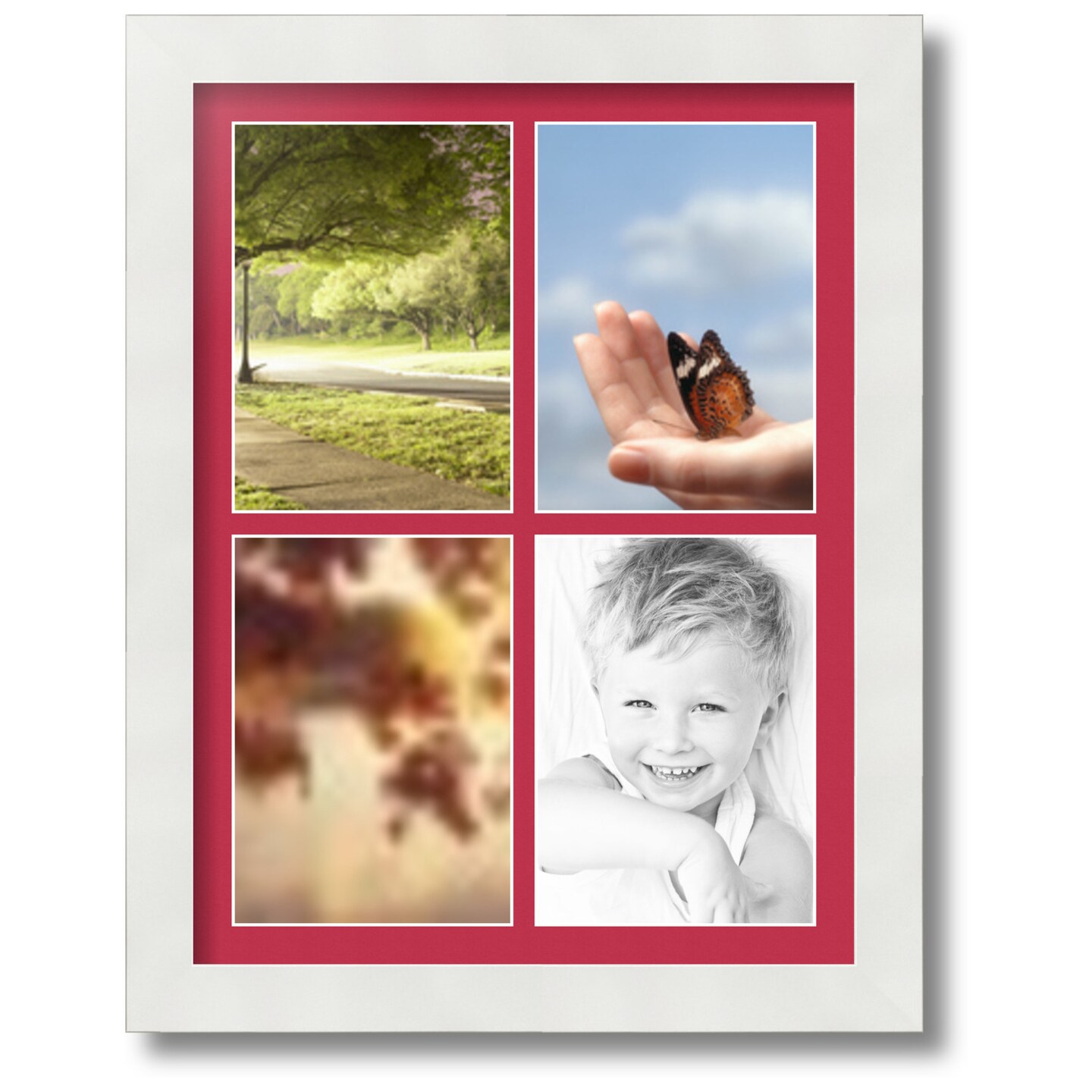 ArtToFrames Collage Photo Picture Frame with 4 - 5x7 inch Openings, Framed  in White with Over 62 Mat Color Options and Regular Glass (CSM-3966-2153)