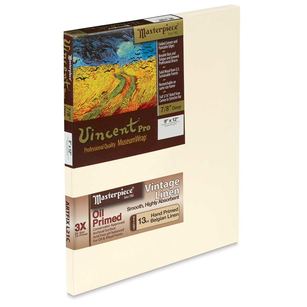Masterpiece Vincent Pro Artfix Linen Canvas - 9&#x22; x 12&#x22;, Oil Primed