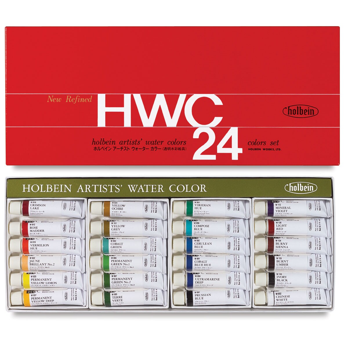 Holbein Artists&#x27; Watercolors - Assorted Colors, Set of 24, 5 ml tubes