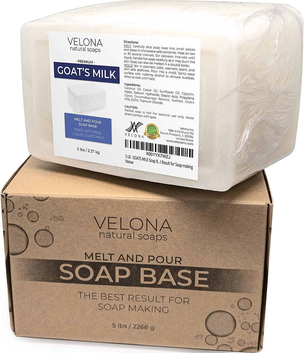 5 LB - GOATS MILK Soap Base by Velona | SLS/SLES free | Melt and Pour | Natural Bars For The Best Result for Soap-making&#x2026;