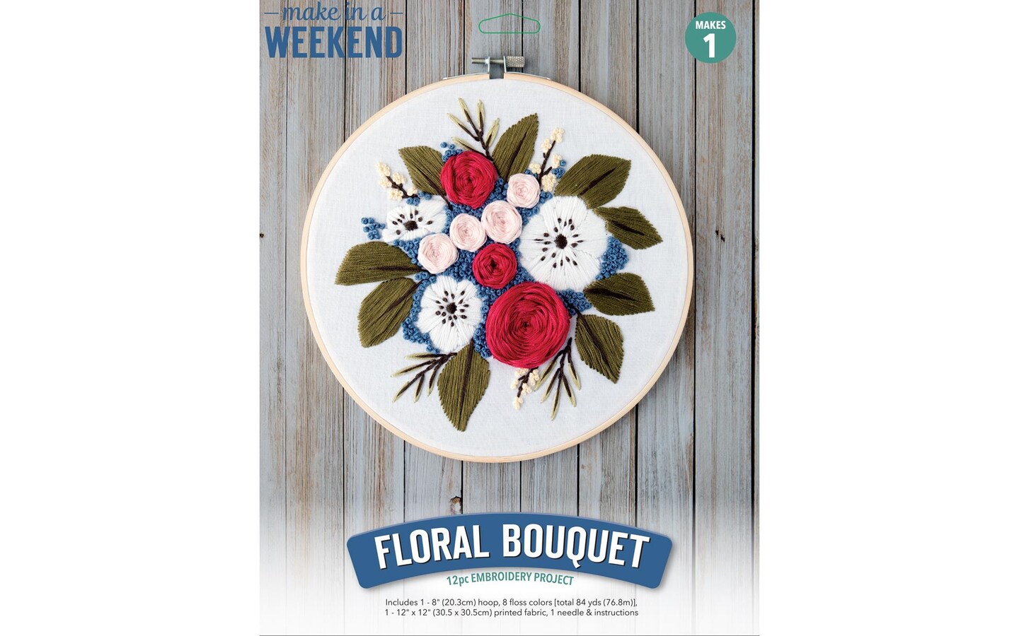 Leisure Arts Kit Weekend Embr 8&#x22; Floral Bouquet