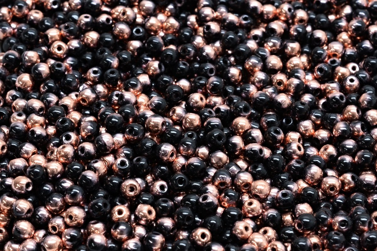 3mm Czech Round Druk Bead, Jet Apollo, 50 pieces