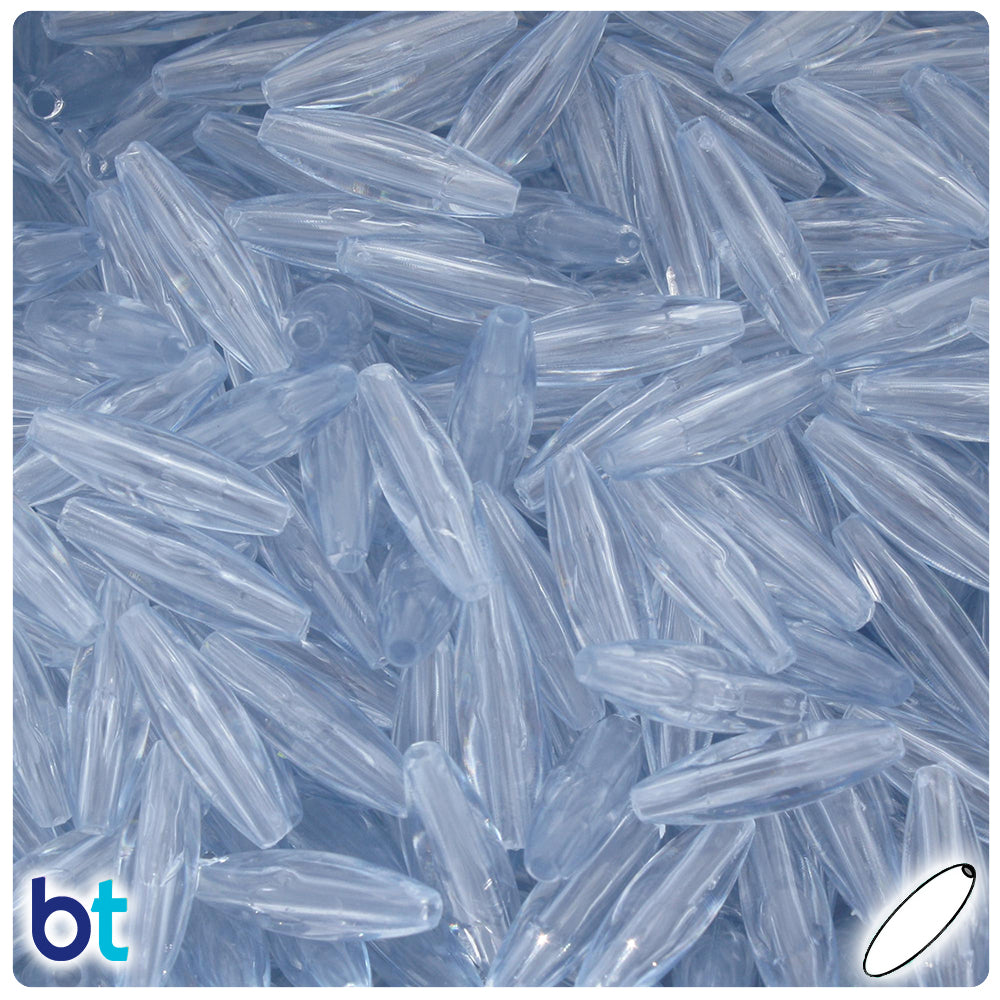 BeadTin Ice Blue Transparent 19mm Spaghetti Plastic Craft Beads (150pcs