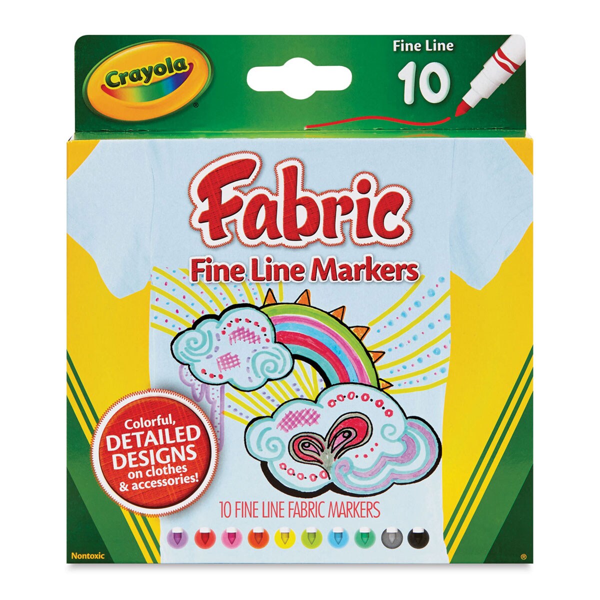 Crayola Fabric Markers - Fine Line Fabric Markers, Set of 10