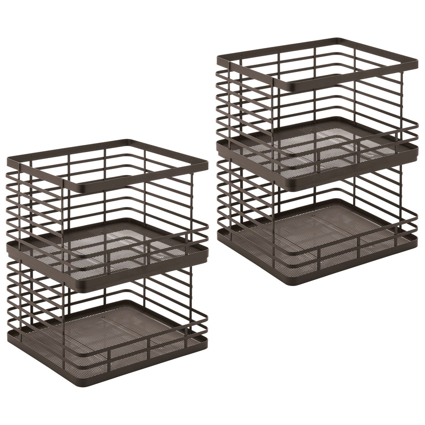 mDesign Stackable Food Organizer Storage Basket, Open Front - 4 Pack
