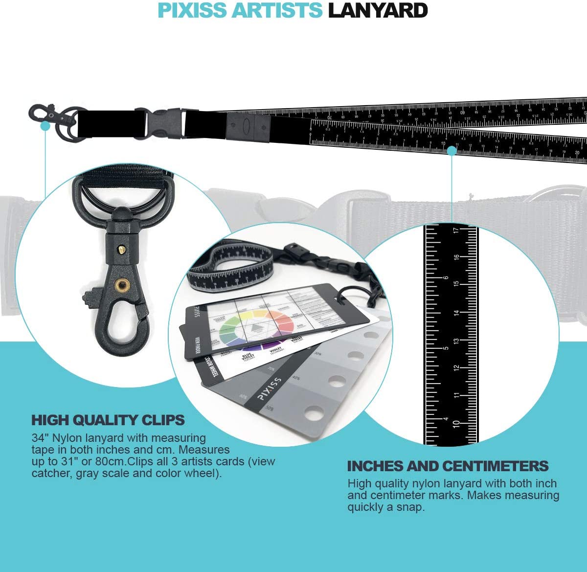 Pixiss Grey Scale Value Finder, Color Wheel, Artists View Catcher on Lanyard