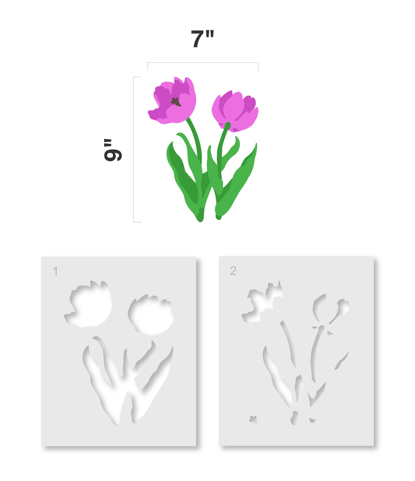 Small Tulip Wall Stencil | 3039A by Designer Stencils | Reusable Art Craft Stencils for Painting |
