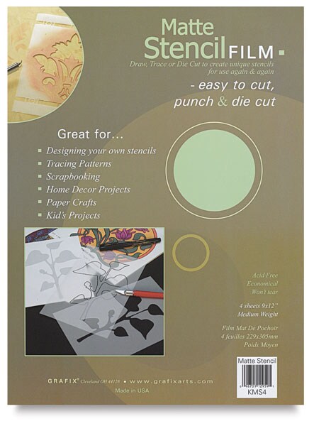 Grafix Stencil Film - 9&#x22; x 12&#x22;, Matte, Sheets, Pkg of 4