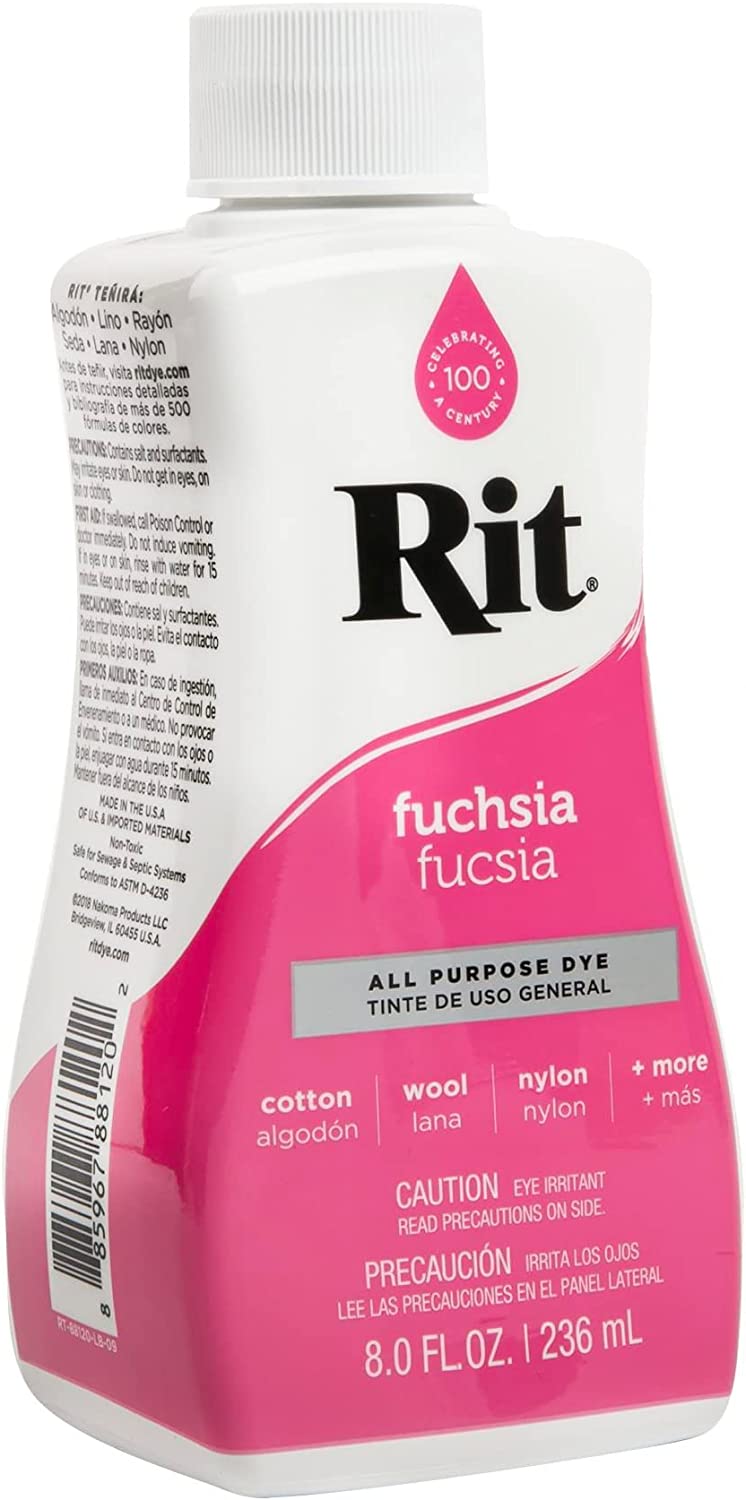 Rit Dye Liquid Fuchsia All-Purpose Dye 8oz, Pixiss Tie Dye Accessories Bundle