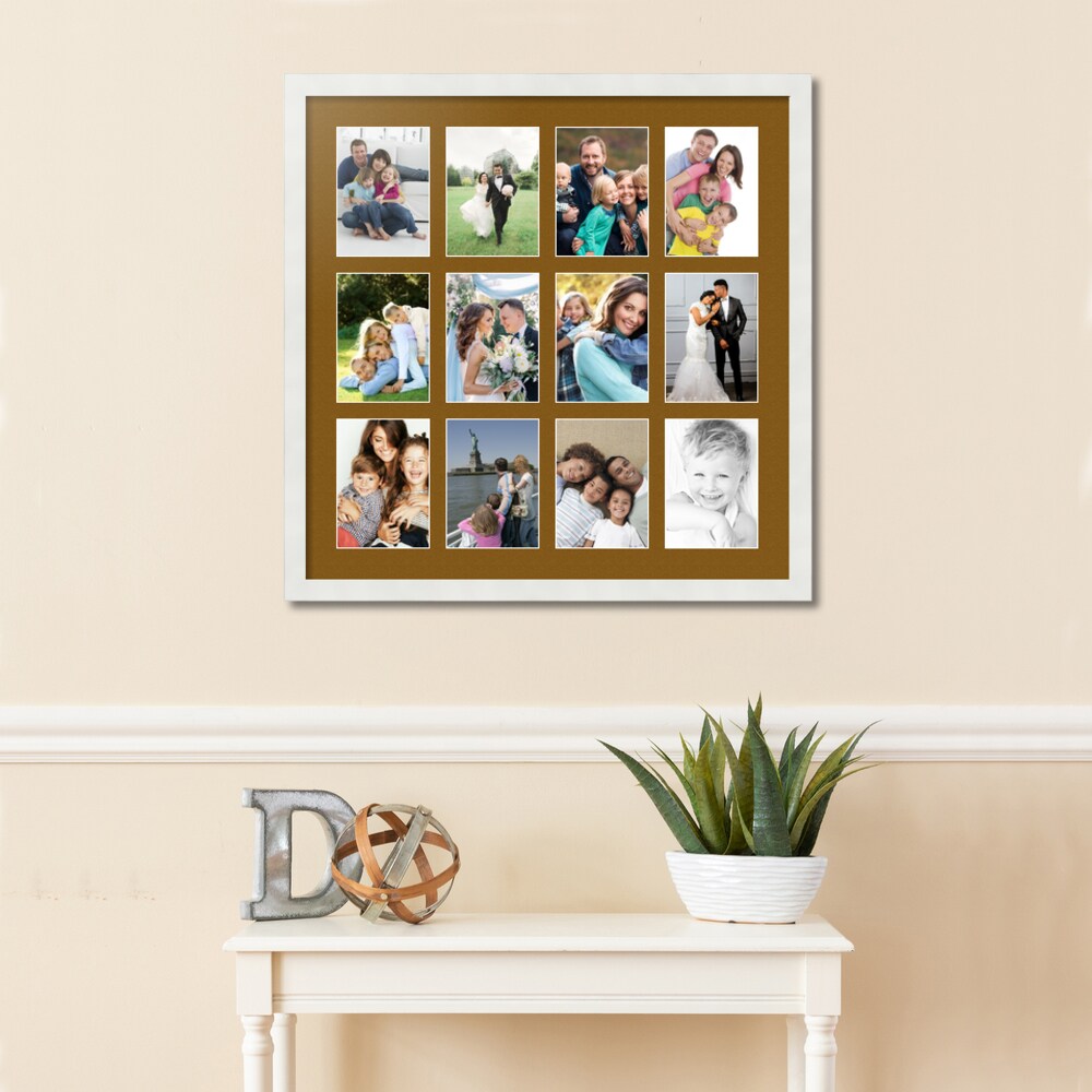 ArtToFrames Collage Photo Picture Frame with 4 - 5x7 inch Openings, Framed  in White with Over 62 Mat Color Options and Regular Glass (CSM-3966-2153)