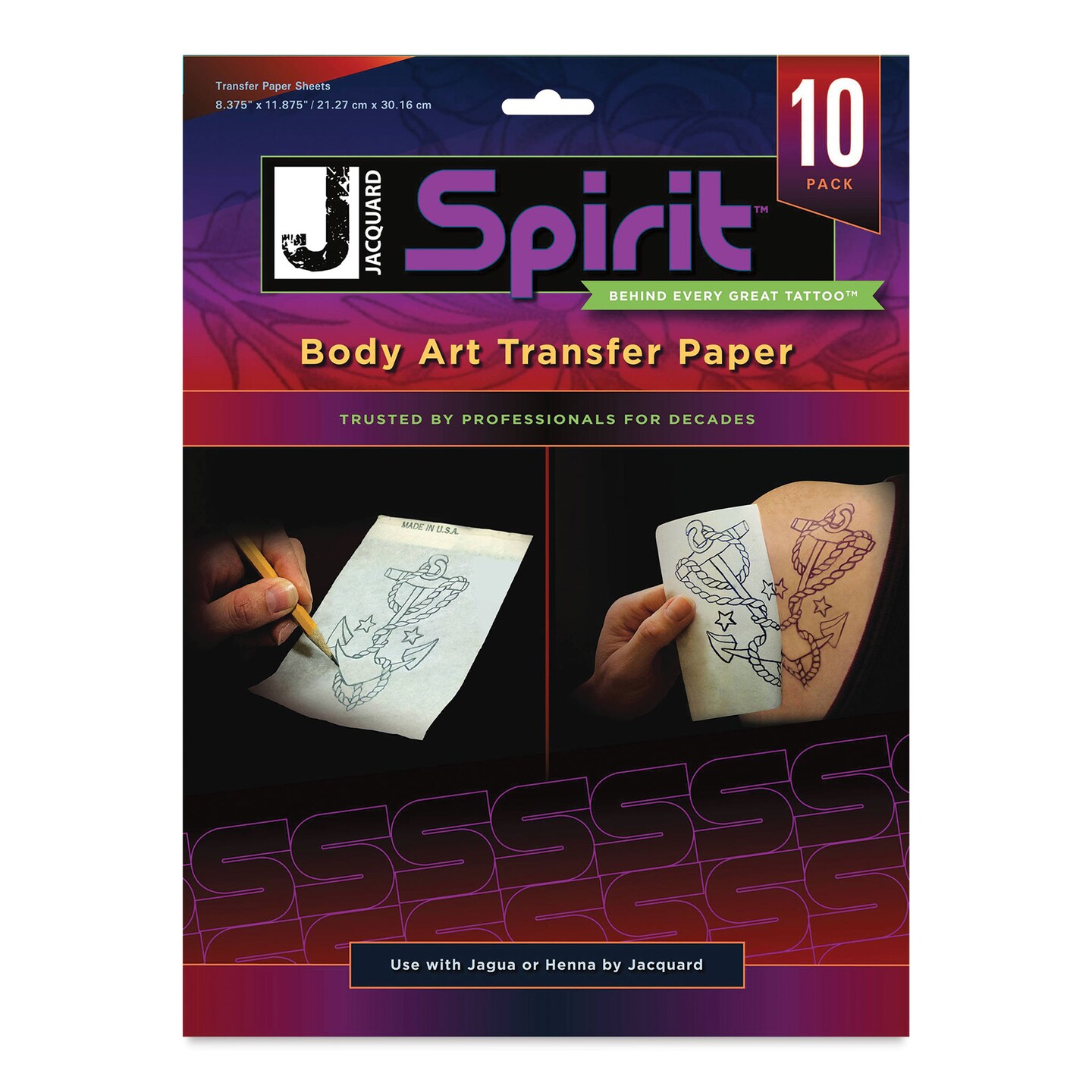 Jacquard Spirit Body Art Transfer Paper - 10 sheets, 11-7/8&#x22; x 8-3/8&#x22;