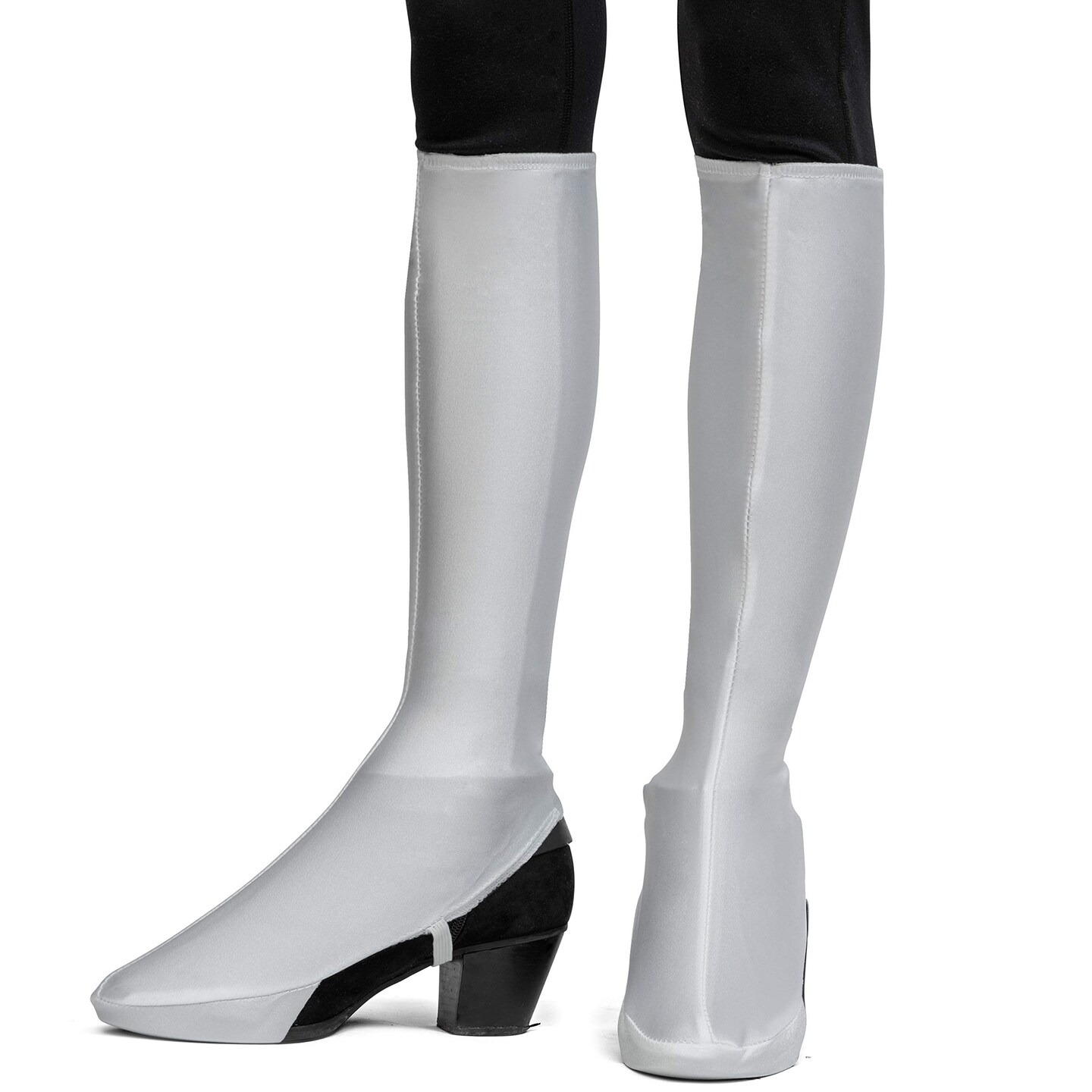 White Costume Boot Covers - Groovy Disco White Fabric 70s Hippie Fake Boots for Women and Girls Costumes