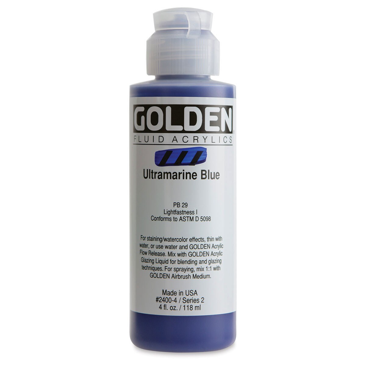 Golden Fluid Acrylics - Ultramarine Blue, 4 oz bottle