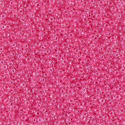 Miyuki 15/0 Round Seed Bead, 15-208, Carnation Pink Lined Crystal