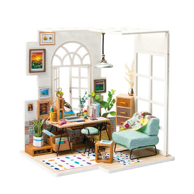 Robotime DIY Studio House with Furniture - DGM01 Soho Time - Wooden Miniature Kits - Birthday Gift For Children, Girls