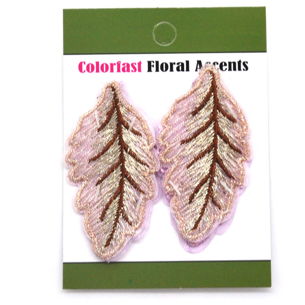 Belagio Colorfast Floral Accents, 2&#x22; Diameter, Embroidered Flowers, 2 Piece Pack, Peach