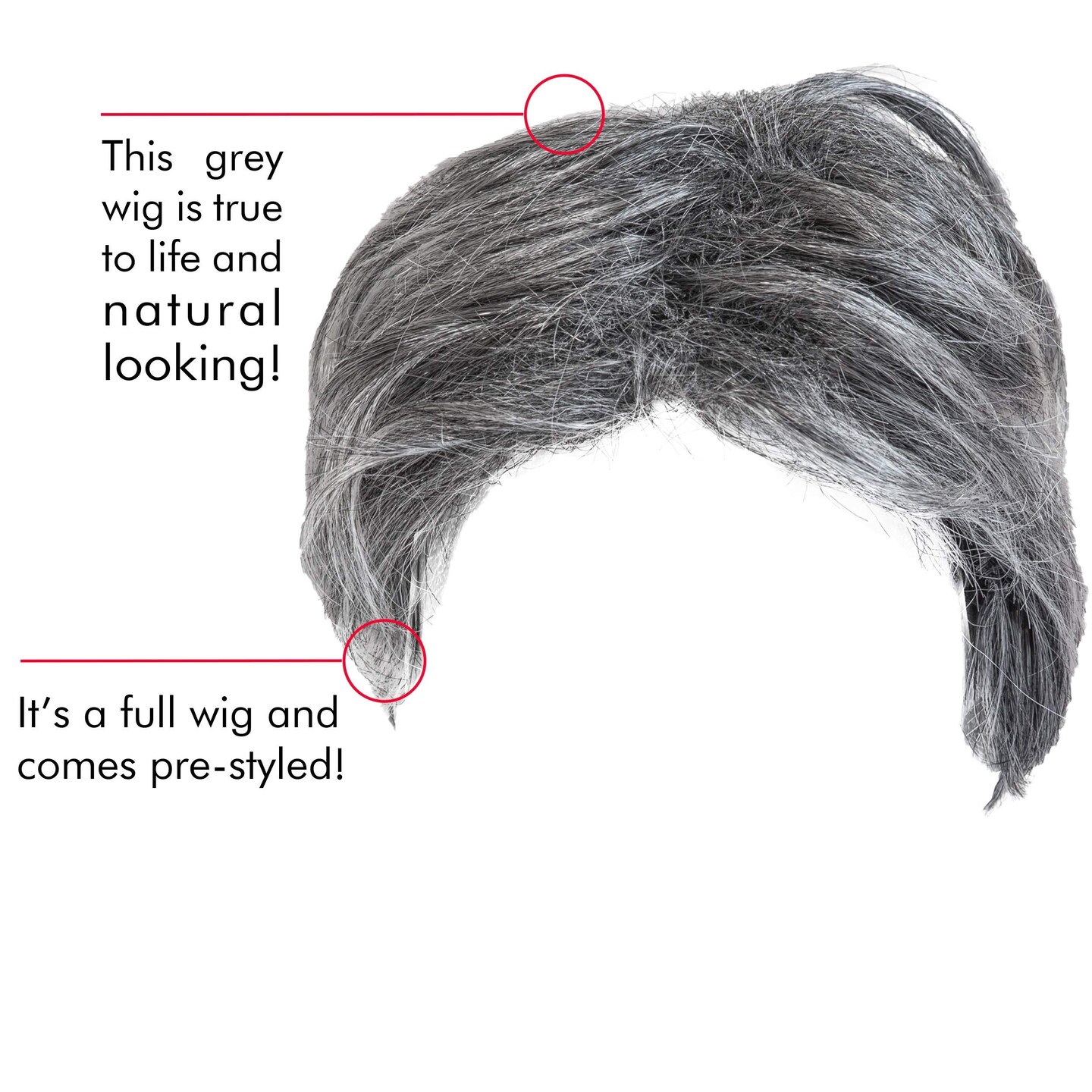 Grey Old Man Wig - Salt and Pepper Hair Old Person Grandpa Wigs Costume Accessories for Boys and Girls