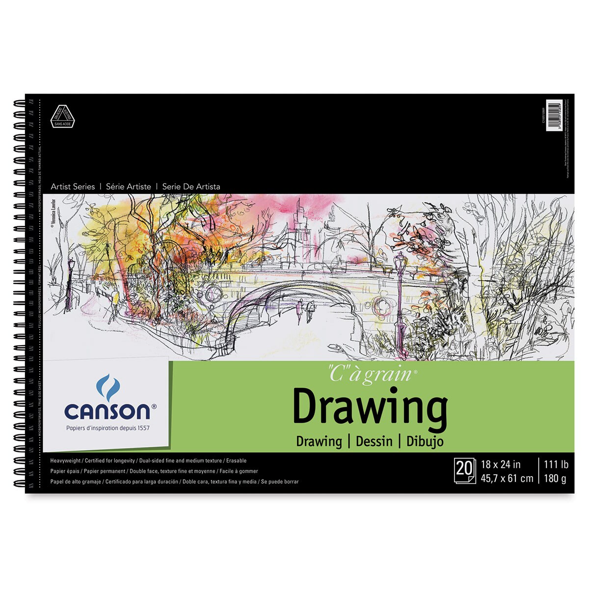 Canson C&#x27; a Grain Drawing Pad - 111 lb, 20 Sheets, 18&#x22; x 24&#x22;