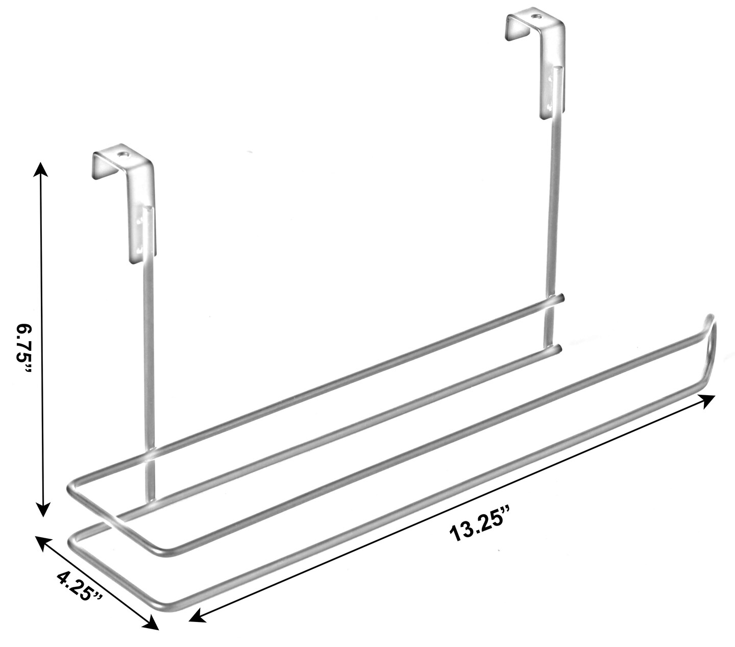 Basicwise Hanging Paper Towel Holder Over-the-Cabinet Door Organizer Rack Space-Saving Kitchen and Under-Sink Storage Solution for Standard Rolls with Easy Access for Home Office and Everyday Use