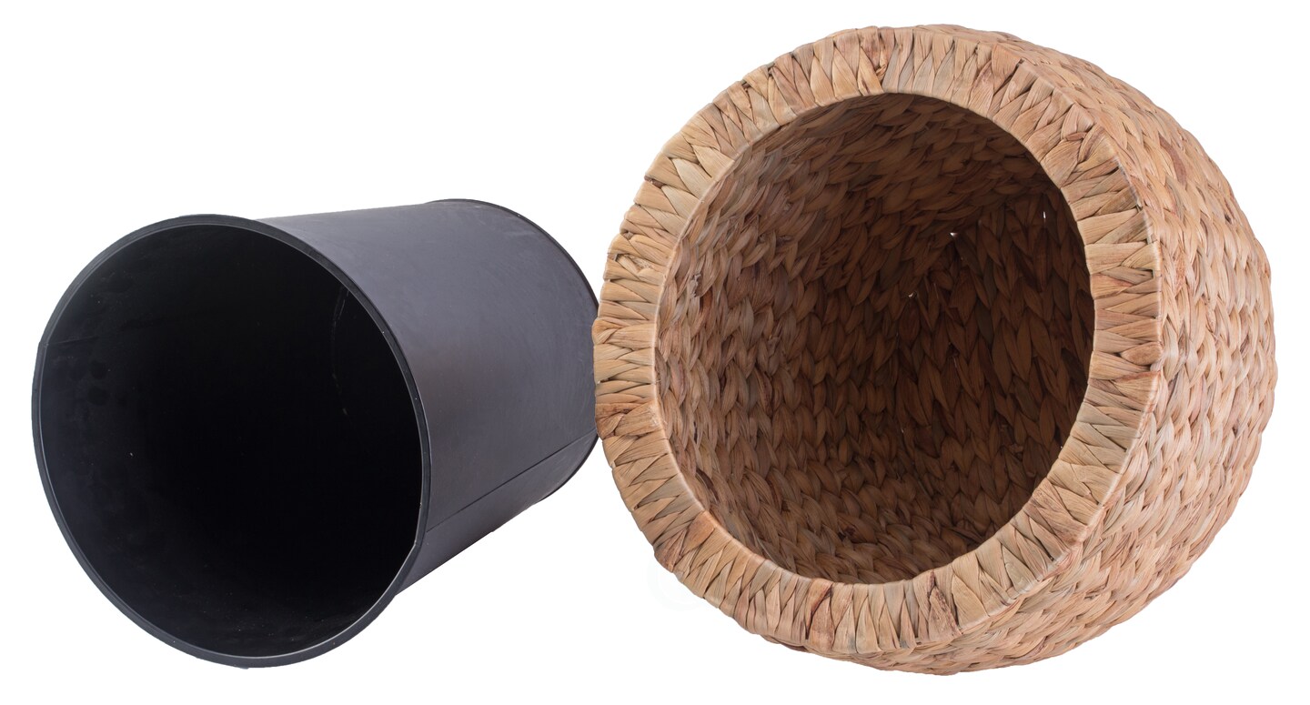 Water Hyacinth Round Floor Planter with Metal Pot
