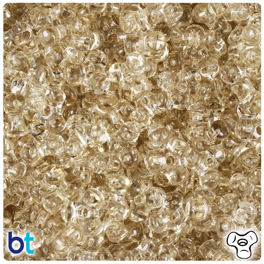 BeadTin Champagne Transparent 11mm TriBead Plastic Craft Beads (500pcs)
