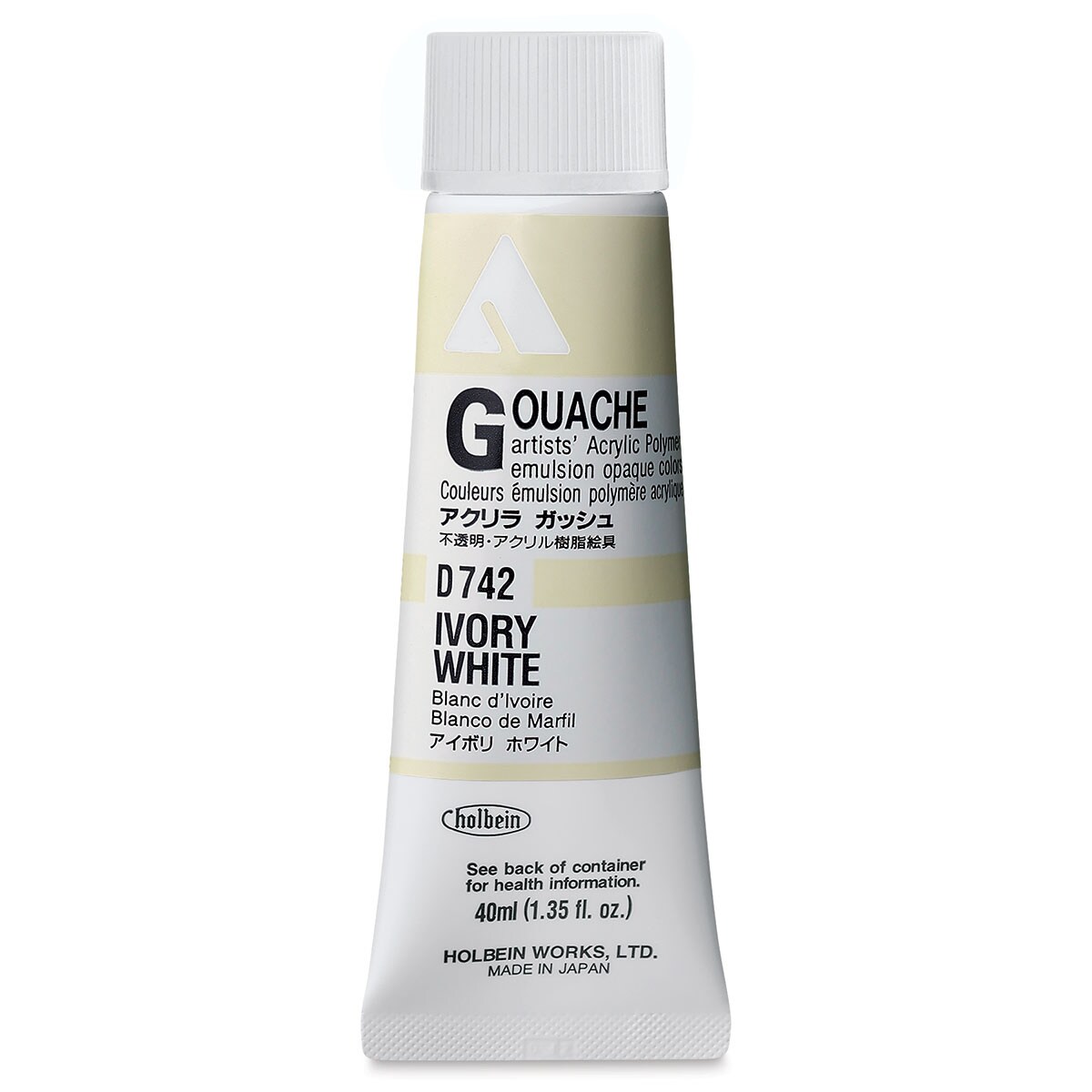 Holbein Acrylic Gouache &#x2013; Ivory White, 40 ml tube