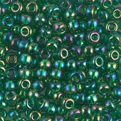Miyuki 6 Round Seed Bead, 6-179, Transparent Green AB, 10 grams