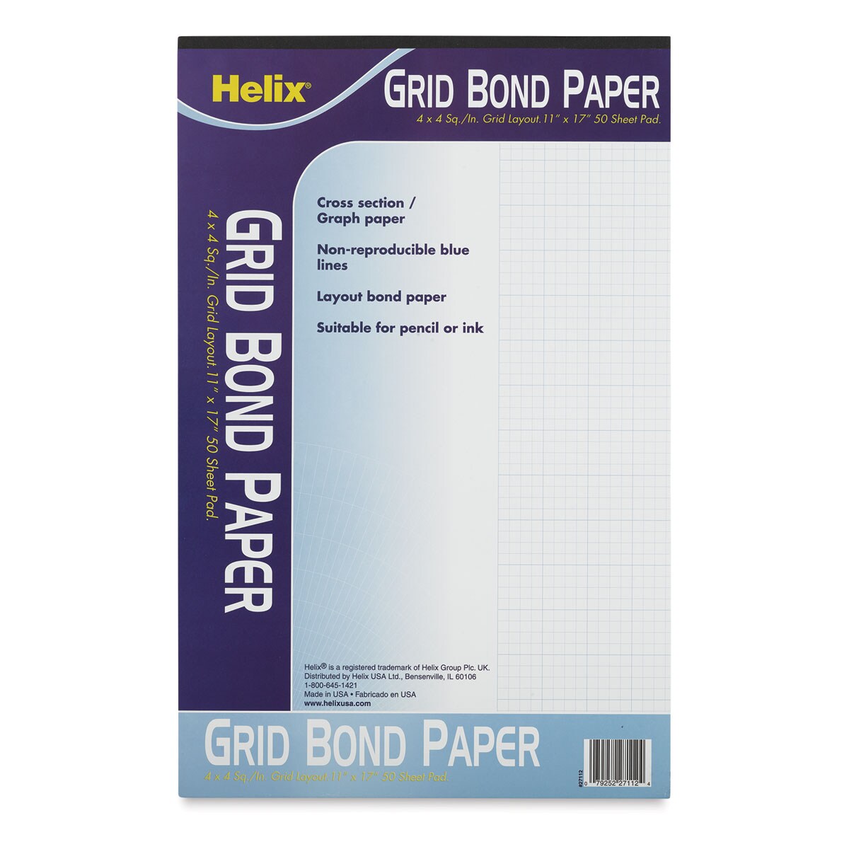 Helix Graph Bond Paper Pad - 11&#x22; x 17&#x22;, 4 x 4