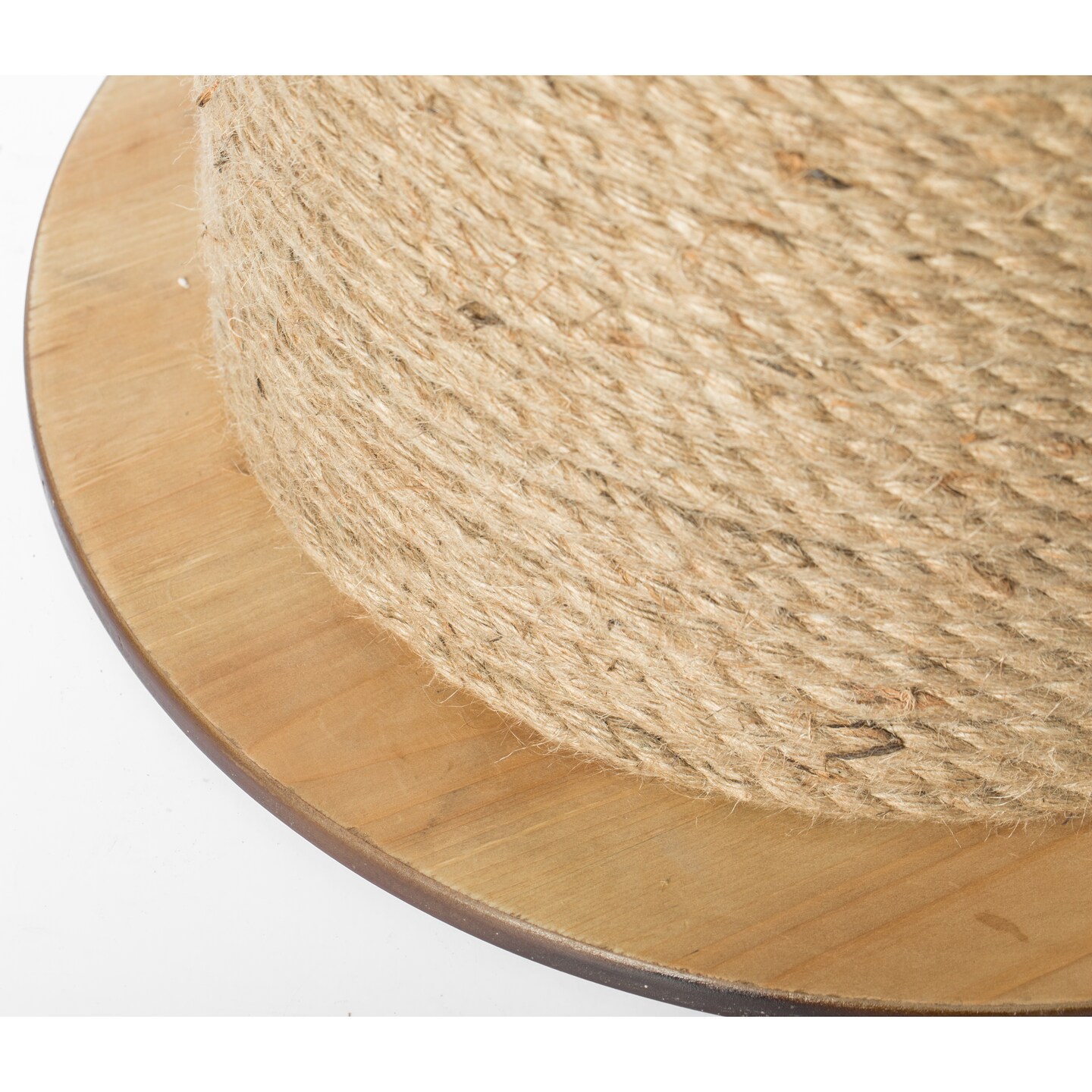 Decorative Round Spool Shaped Wooden Accent Side Table with Rope