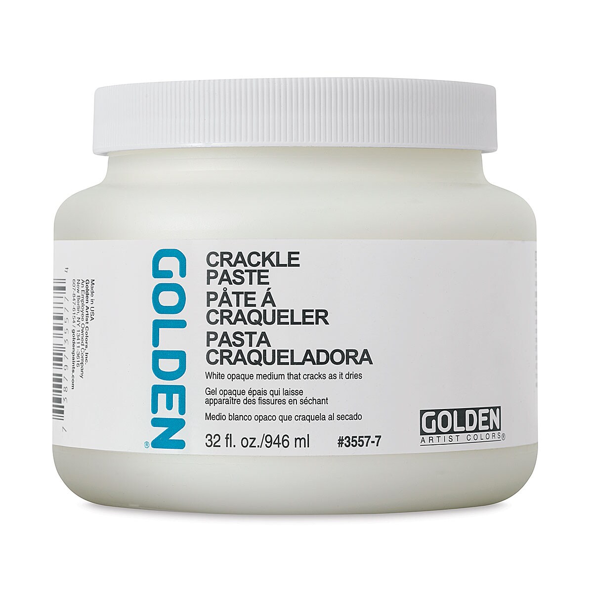 GOLDEN Crackle Paste – 32 Oz Jar, Opaque Acrylic Medium For Creating Cracked Texture Effects