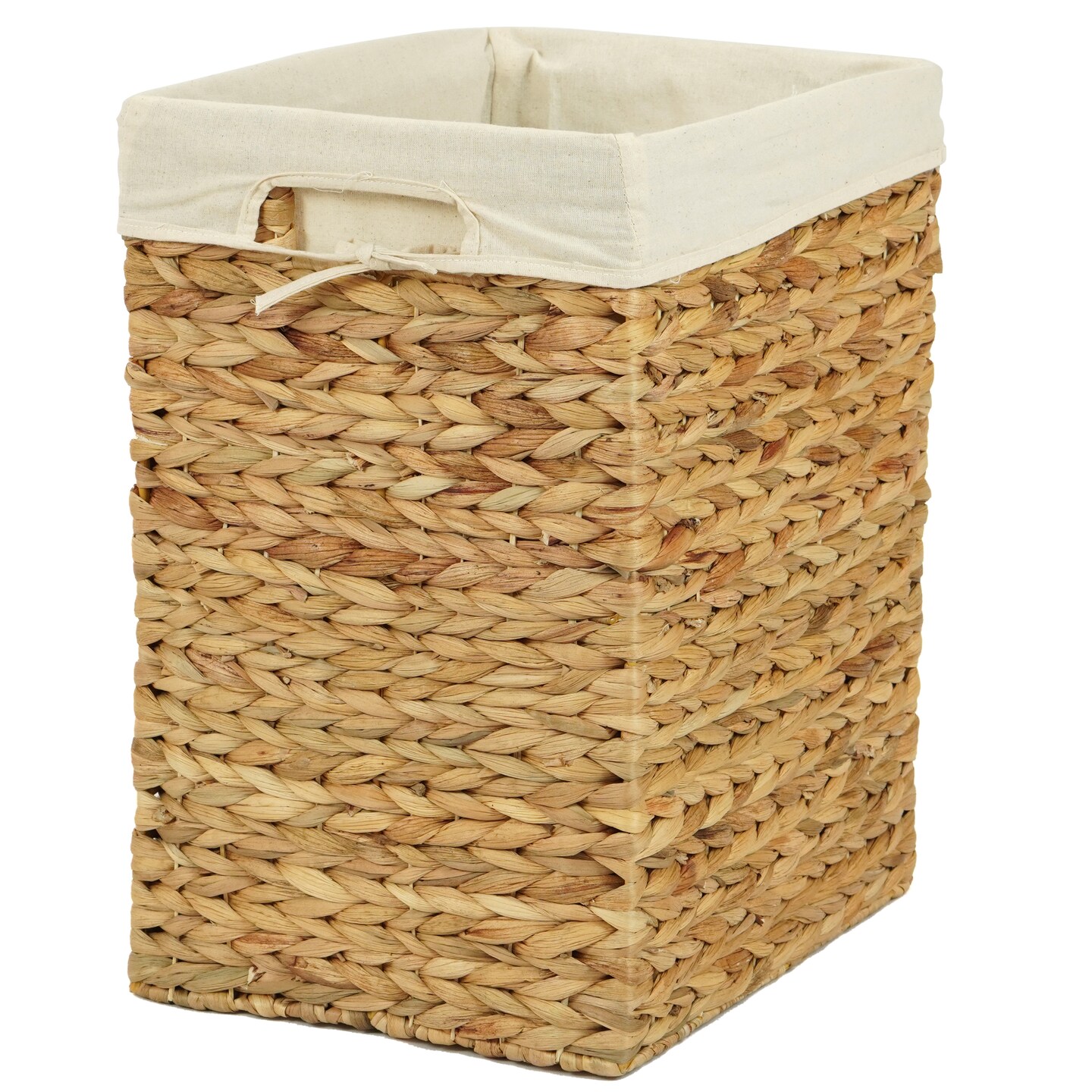 Handmade Rectangular Water Hyacinth Wicker Laundry Hamper with Lid Natural