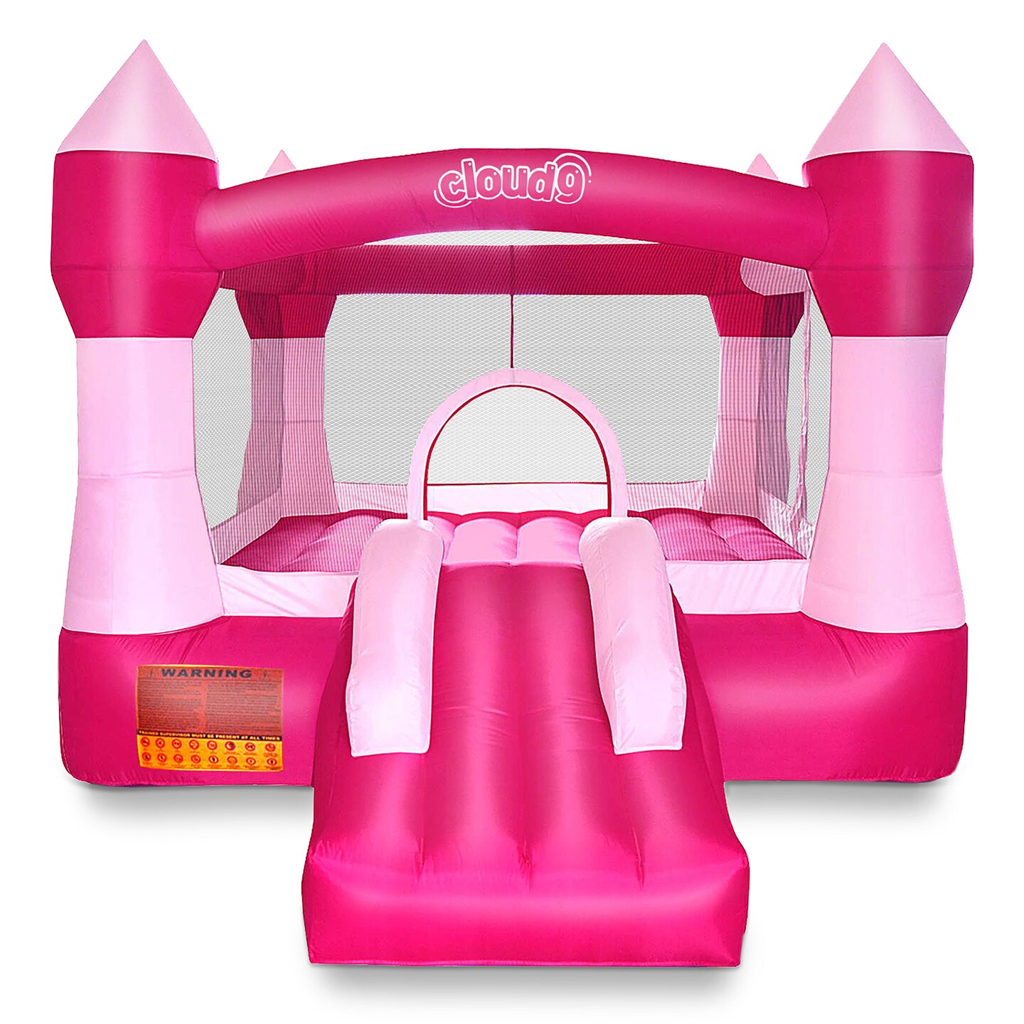 Cloud 9 Princess Bounce House, Pink Castle Inflatable Bouncer for Kids without Blower, Includes Stakes and Repair Patches