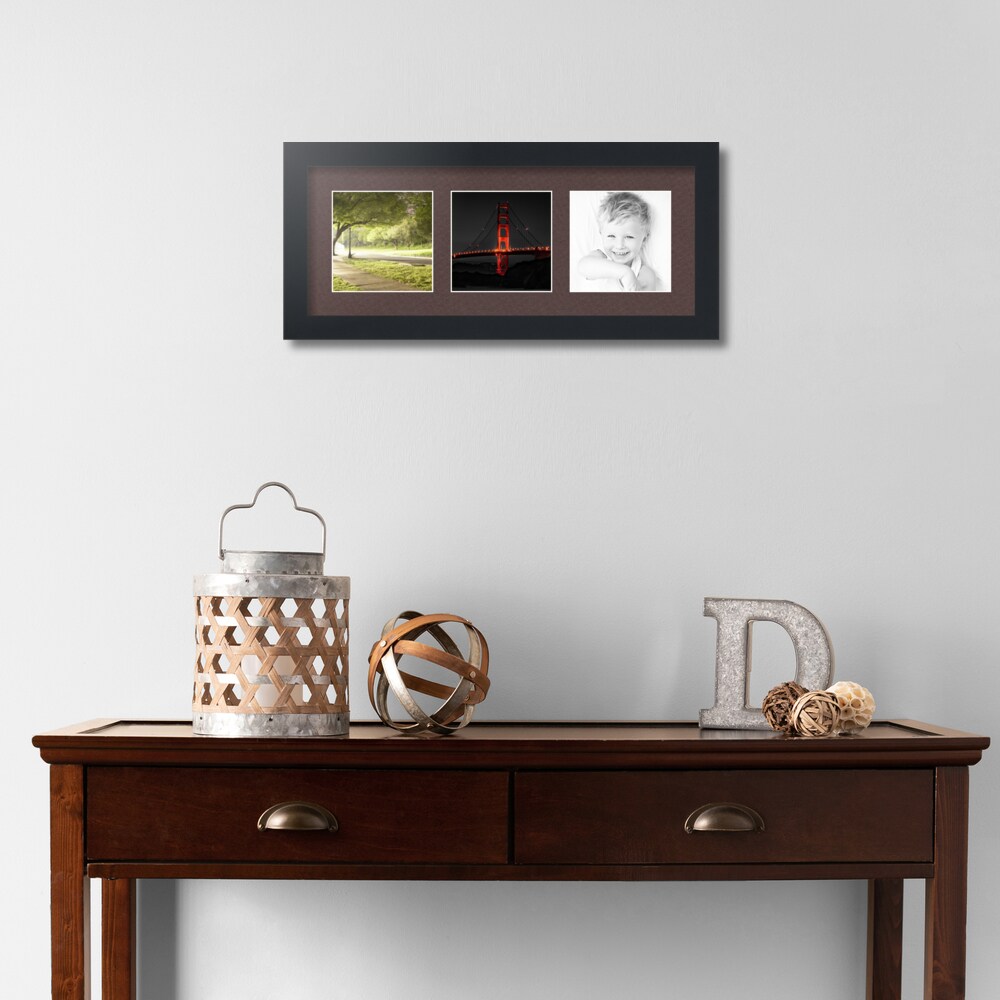 ArtToFrames Collage Photo Picture Frame with 3 - 5x5 inch Openings, Framed in Black with Over 62 Mat Color Options and Regular Glass (CSM-3926-95)