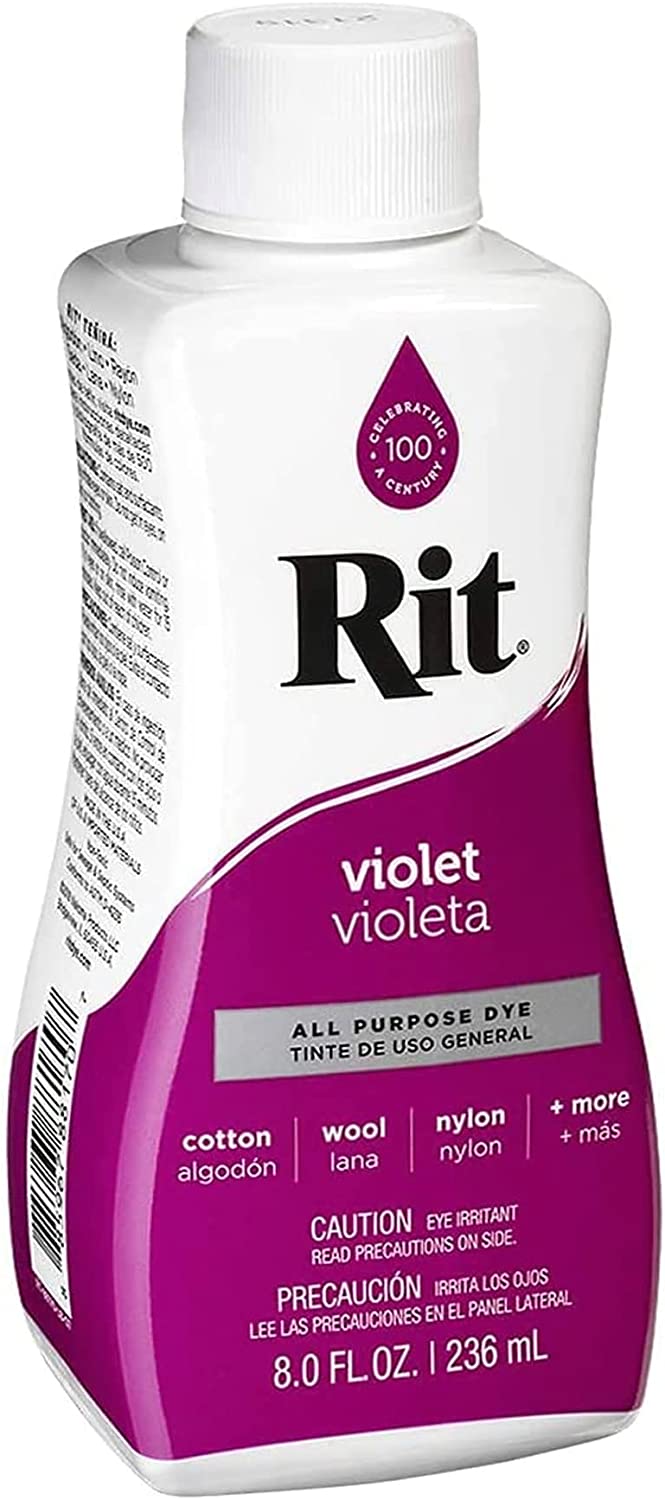 Rit Dye Liquid Violet All-Purpose Dye 8oz, Pixiss Tie Dye Accessories Bundle
