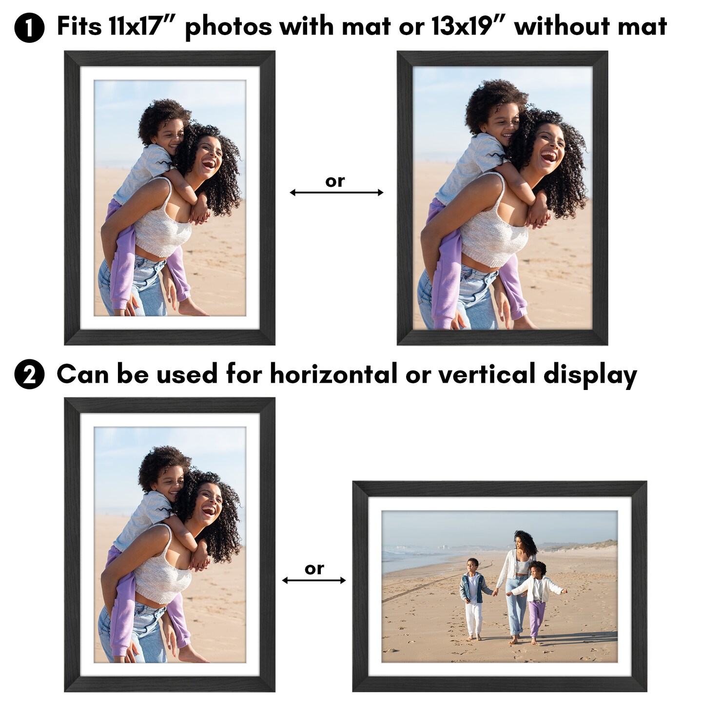 Americanflat Picture Frame with Wide Molding with Mat - Modern Wide Picture Frame - Plexiglass Cover - Hanging Hardware - Includes Easel