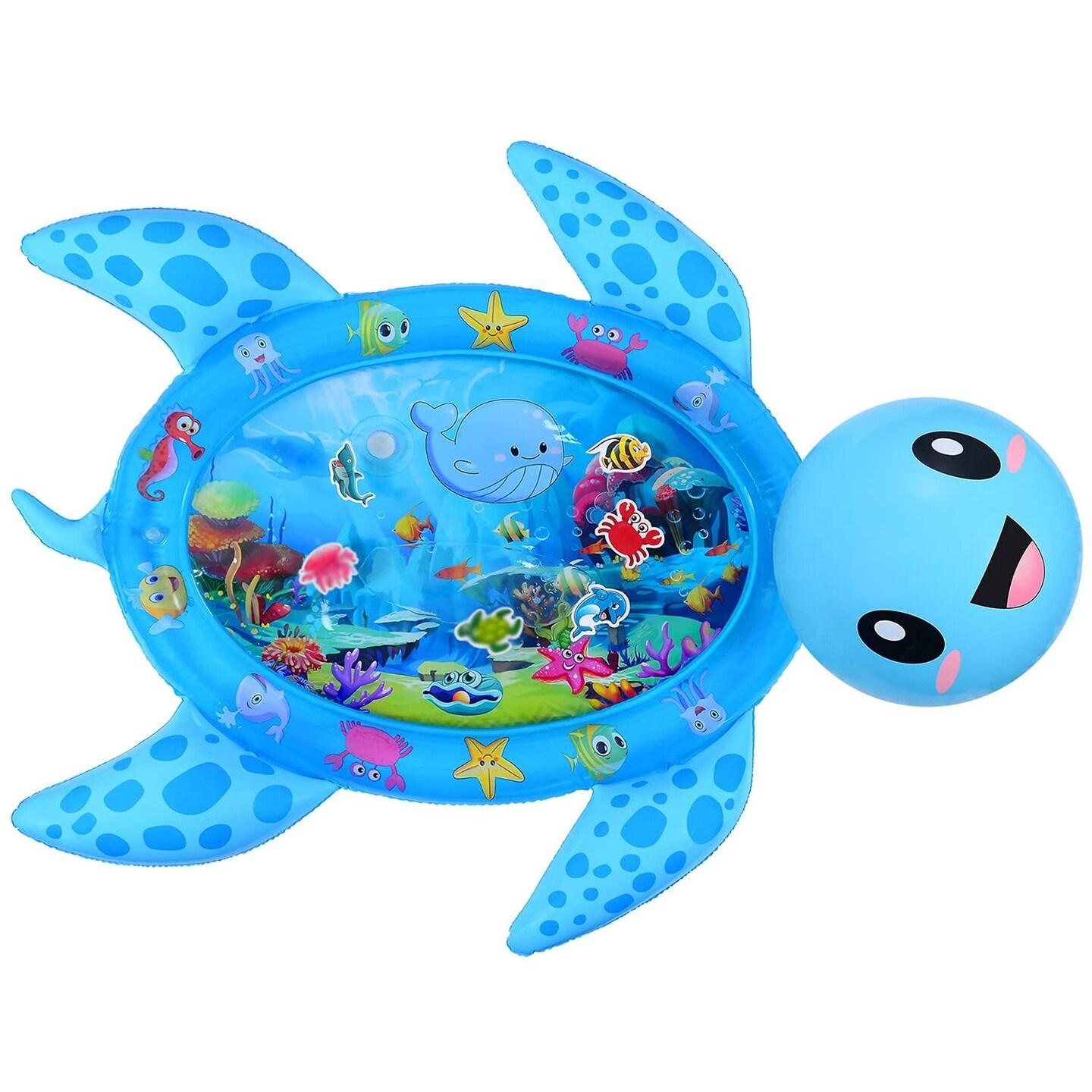 Magifire Tummy Time Water Play Mat for Infants 3-12 Months, Baby Water Play Mat for Sensory Development, Easy to Inflate, Quiet Play, Keeps Babies Entertained, Water Pad for Baby, Sea Turtle 36&#x22;x46&#x22;