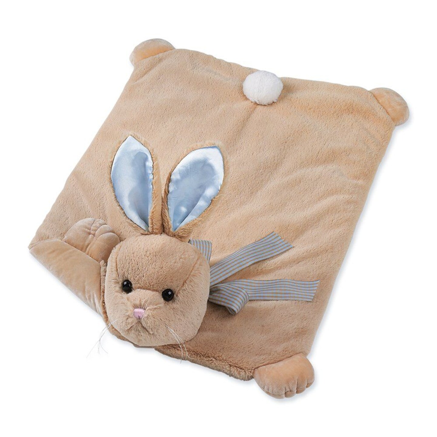 Bearington Baby Bunny Tail Belly Blanket, Plush Stuffed Animal Tummy Time Play Mat
