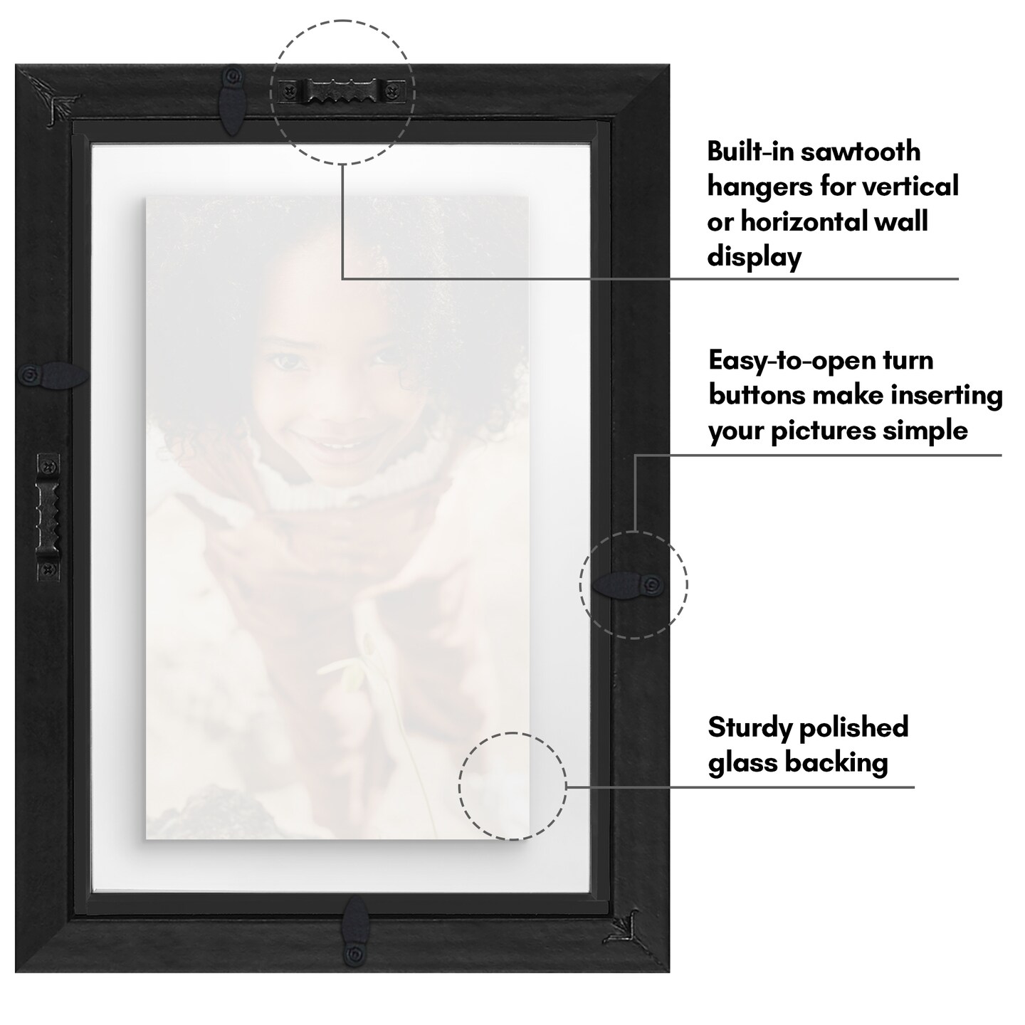 Americanflat Floating Picture Frame for Wall Art - Photo Frame with Floating Effect for Photos, Wall Art, and Pressed Flowers - Polished Glass Cover - Hanging Hardware